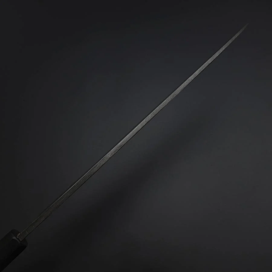 Yanagiba Blue Steel #2 Kurouchi Tsuchime Büffelhorn und Ebenholz Griff 270mm - Image 5