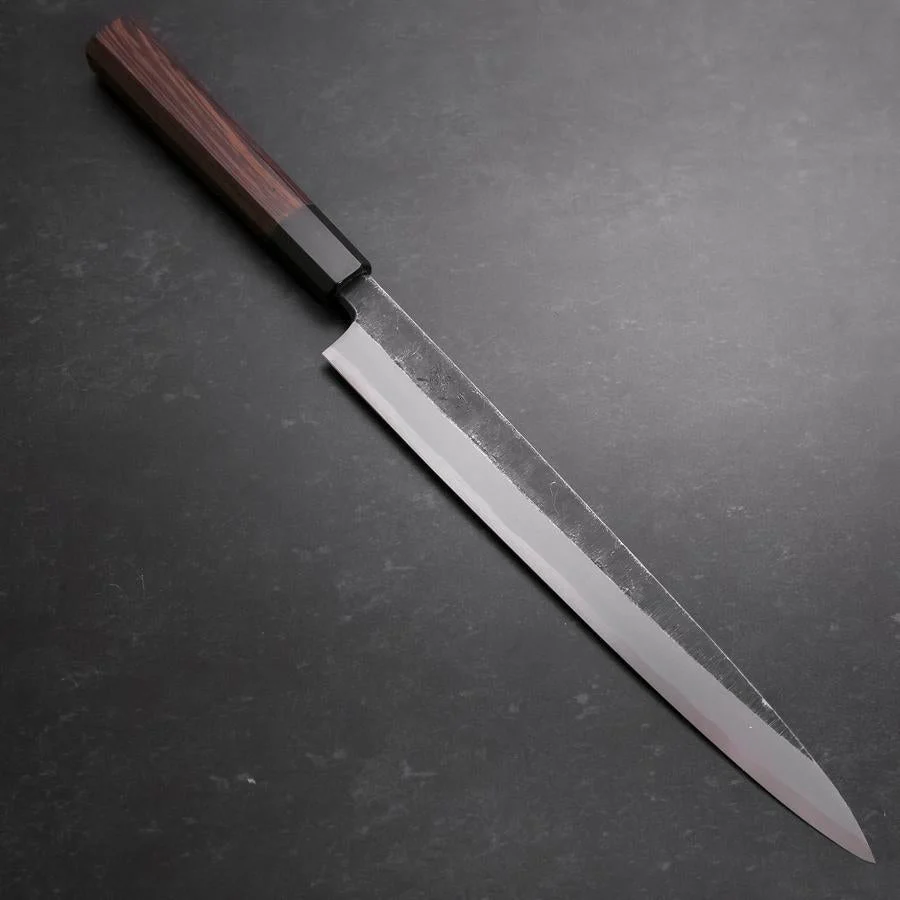 Yanagiba Blue Steel #2 Kurouchi Büffelhorn und Wenge Griff 270mm