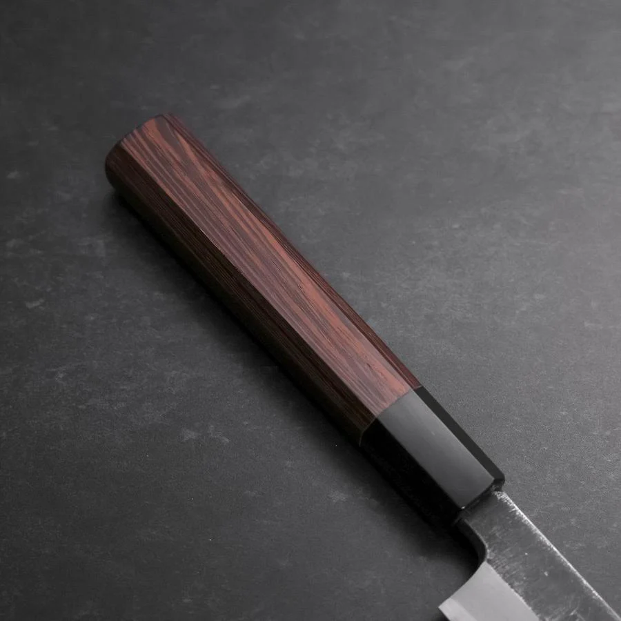 Yanagiba Blue Steel #2 Kurouchi Büffelhorn und Wenge Griff 270mm - Image 6