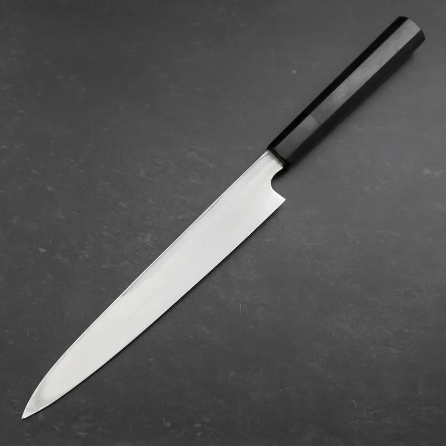 Yanagiba Blue Steel #2 Kurouchi Chokin "Sakura-Fuji" Büffelhorn und Ebenholz Griff 210mm - Image 2