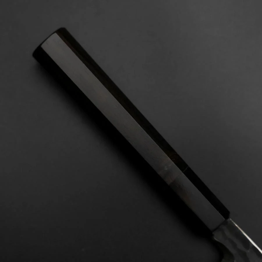 Yanagiba Blue Steel #2 Kurouchi Tsuchime Büffelhorn und Ebenholz Griff 230mm - Image 4