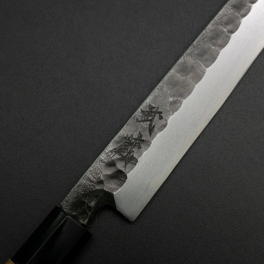Yanagiba Blue Steel #2 Kurouchi Tsuchime Kirschholz Griff 200mm - Image 3