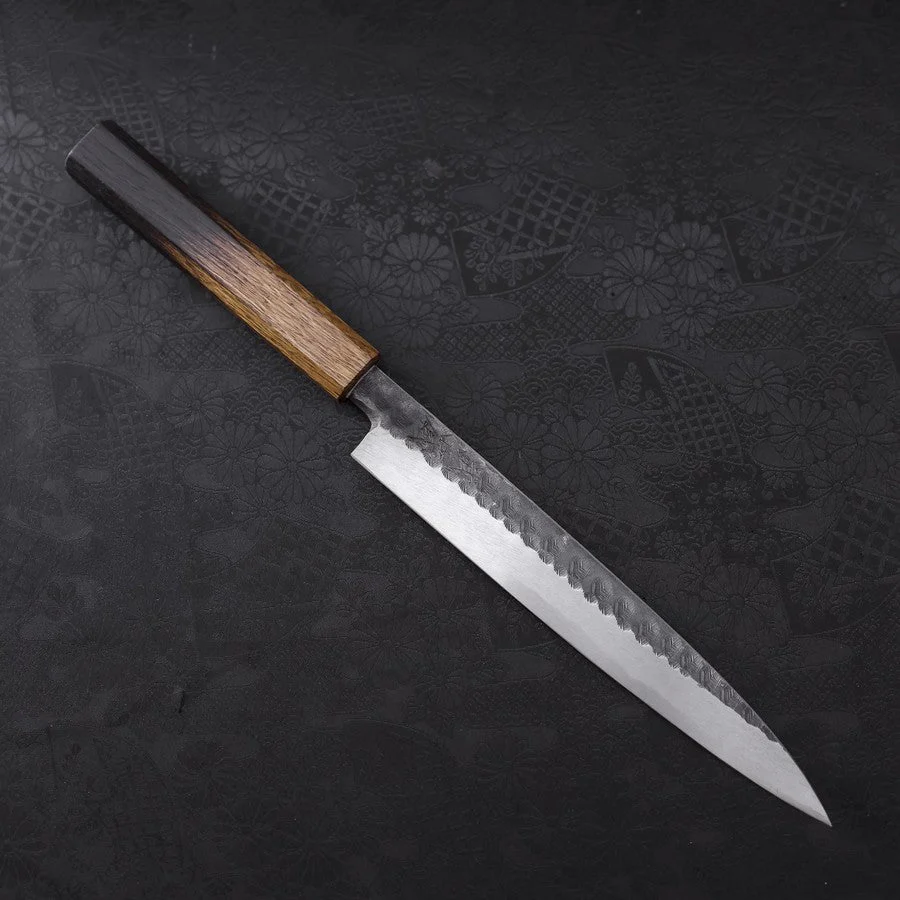 Yanagiba Blue Steel #2 Kurouchi Tsuchime Yaki Urushi Griff 210mm