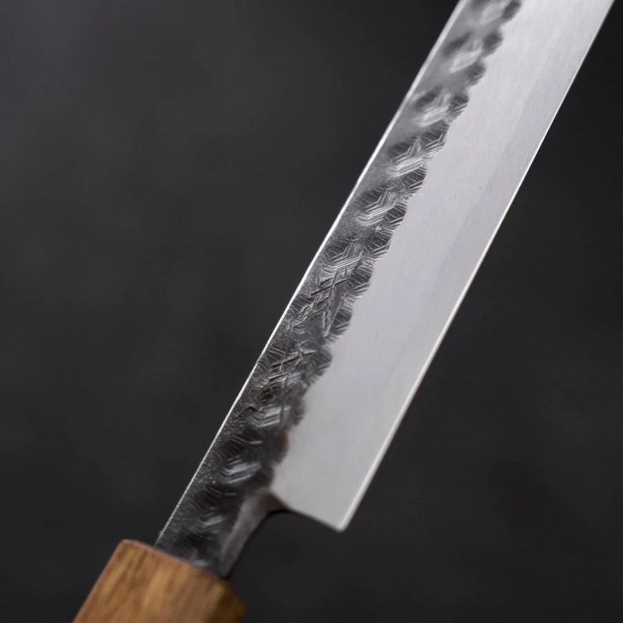 Yanagiba Blue Steel #2 Kurouchi Tsuchime Yaki Urushi Griff 210mm - Image 3