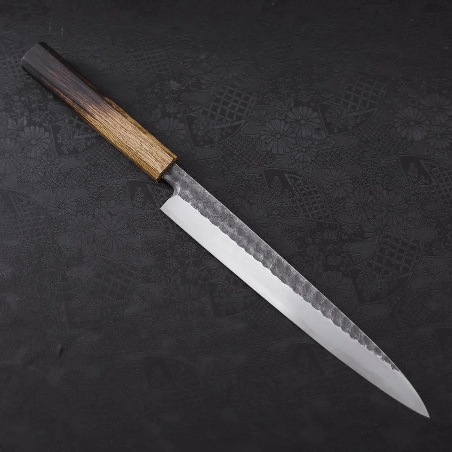 Yanagiba Blue Steel #2 Kurouchi Tsuchime Yaki Urushi Griff 240mm