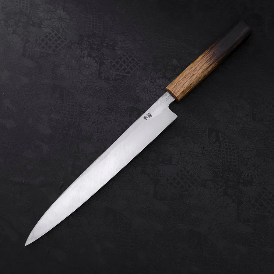 Yanagiba Blue Steel #2 Kurouchi Tsuchime Yaki Urushi Griff 240mm - Image 2