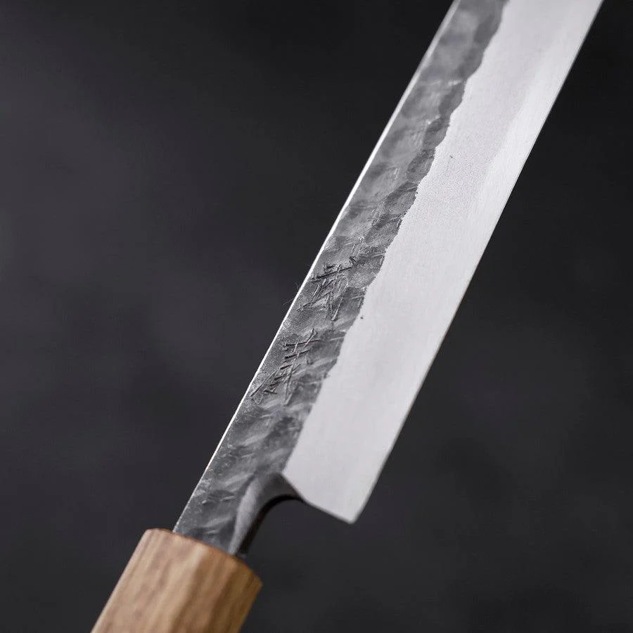 Yanagiba Blue Steel #2 Kurouchi Tsuchime Yaki Urushi Griff 240mm - Image 3