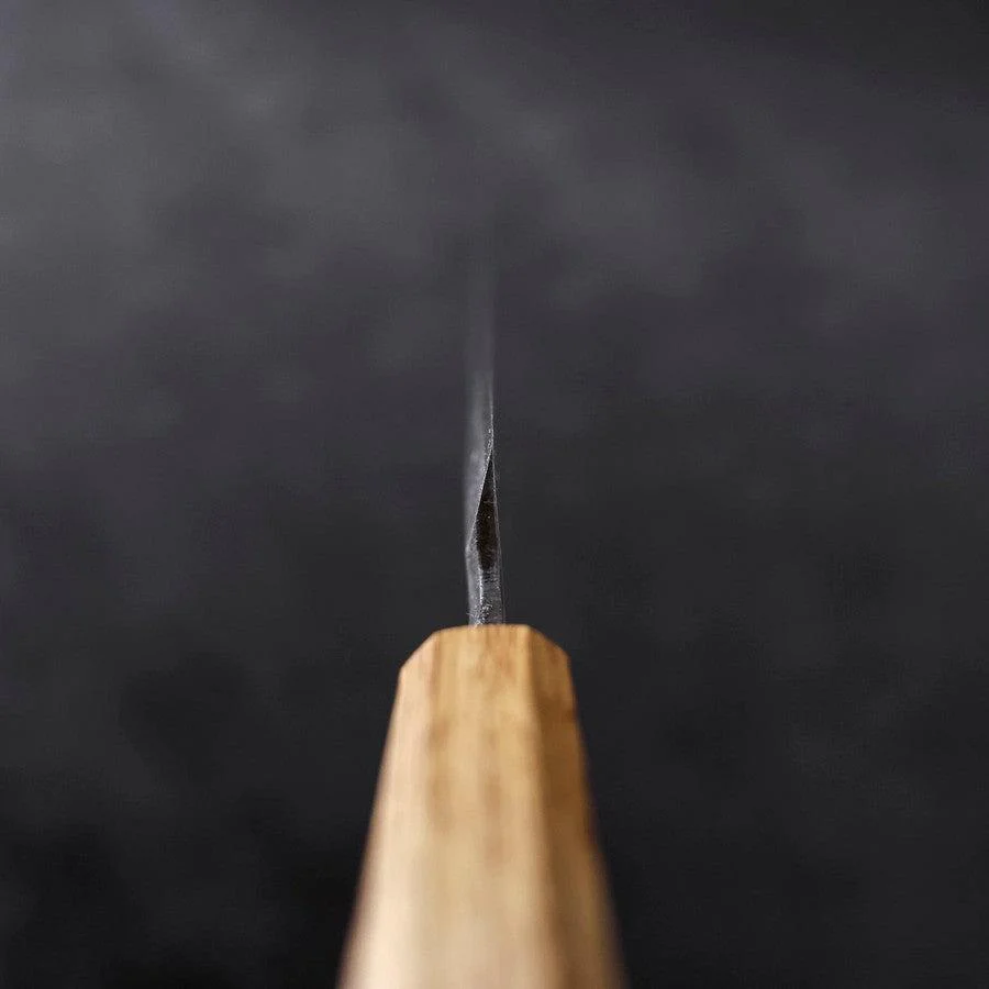 Yanagiba Blue Steel #2 Kurouchi Tsuchime Yaki Urushi Griff 240mm - Image 4