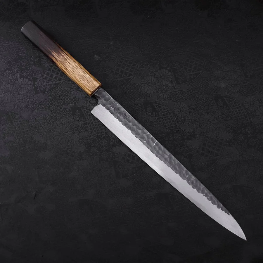 Yanagiba Blue Steel #2 Kurouchi Tsuchime Yaki Urushi Griff 270mm