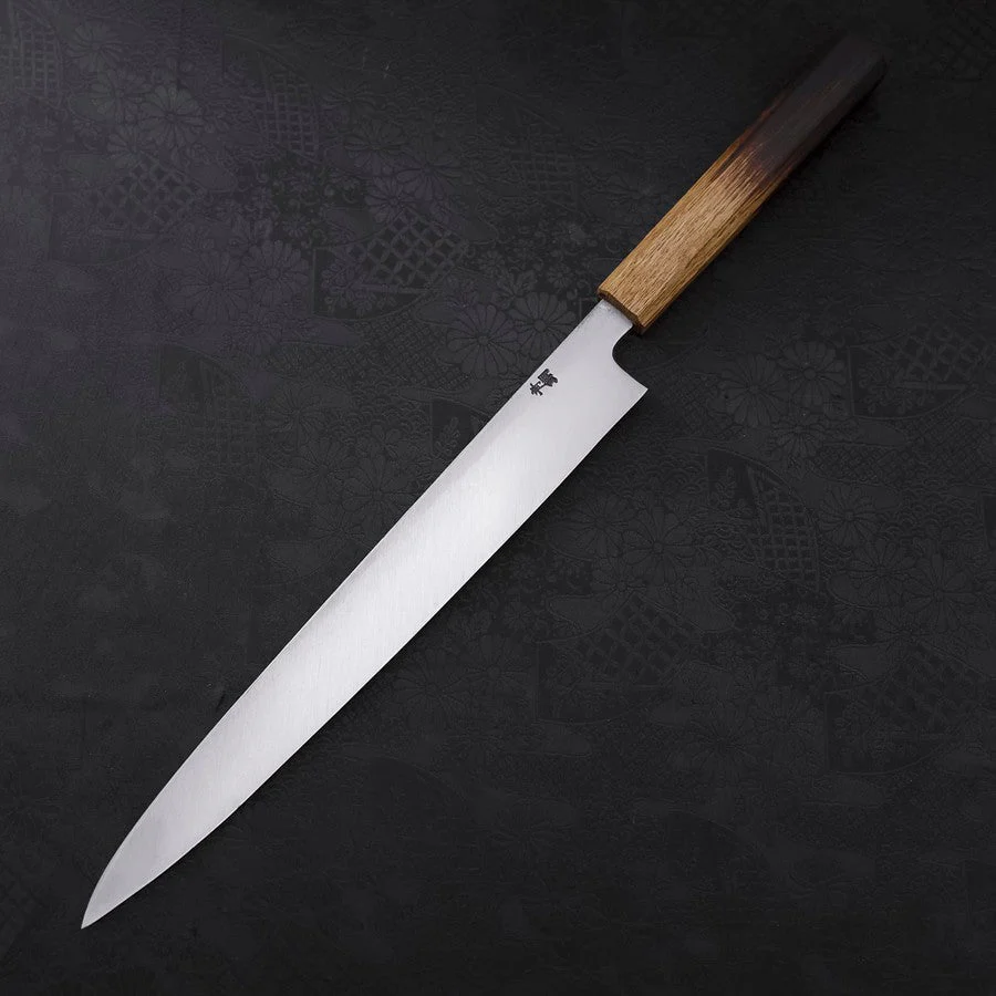 Yanagiba Blue Steel #2 Kurouchi Tsuchime Yaki Urushi Griff 270mm - Image 2