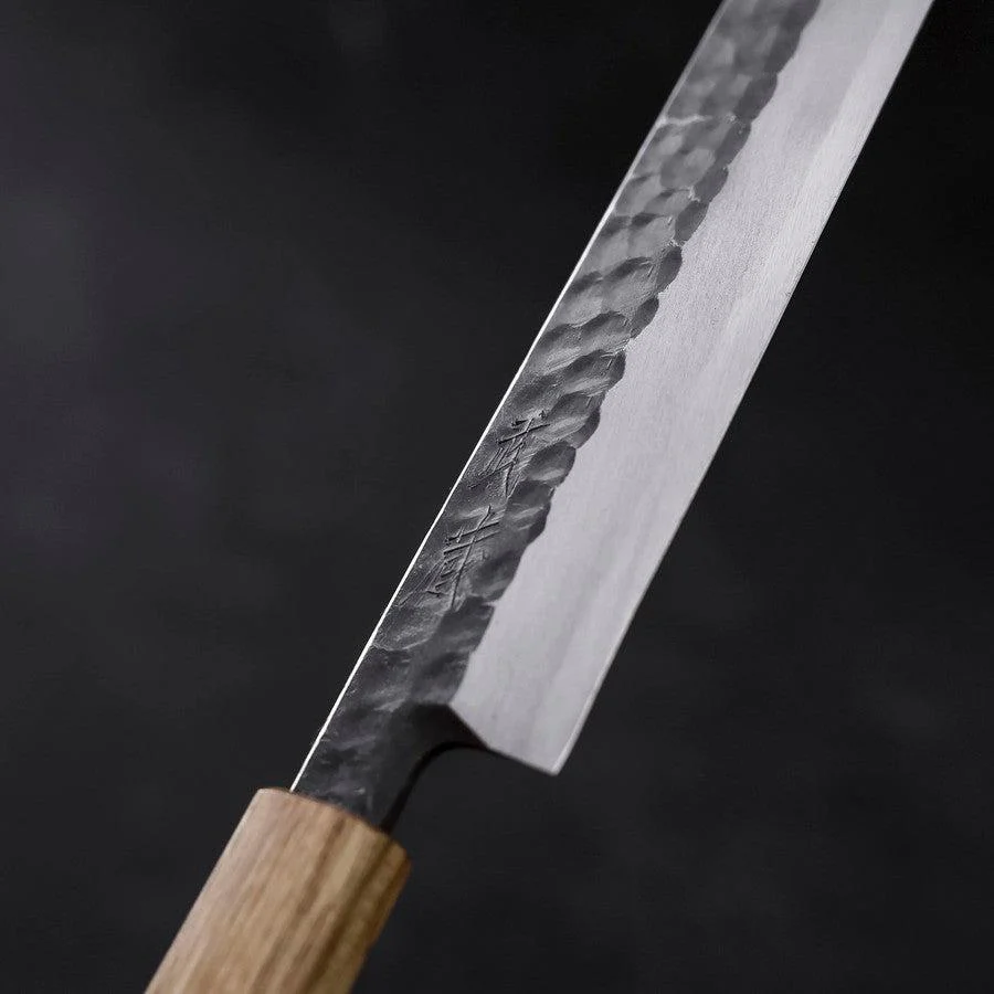 Yanagiba Blue Steel #2 Kurouchi Tsuchime Yaki Urushi Griff 270mm - Image 3