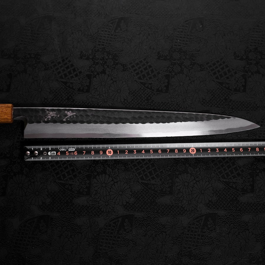 Yanagiba Blue Steel #2 Kurouchi Tsuchime Yaki Urushi Griff 300mm - Image 7