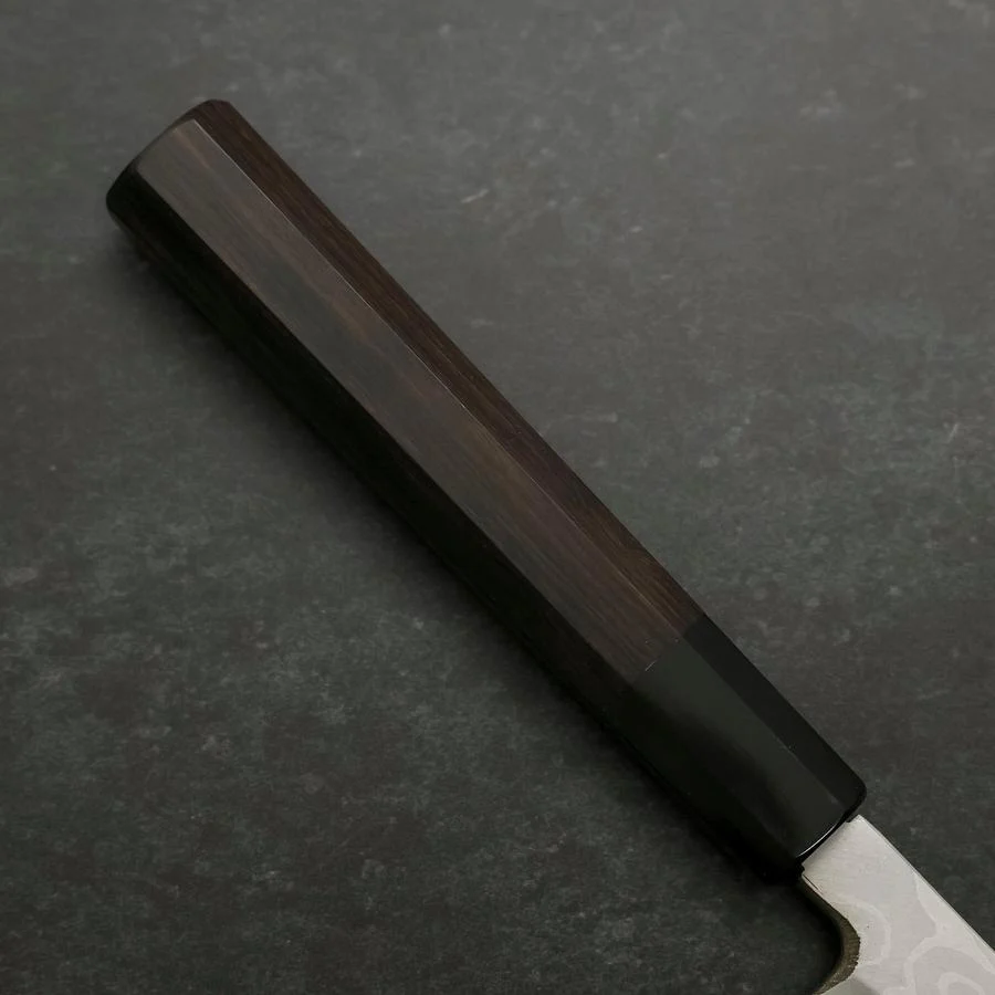 Yanagiba Blue Steel #2 Suminagashi Büffelhorn und Ebenholz Griff 240mm - Image 6