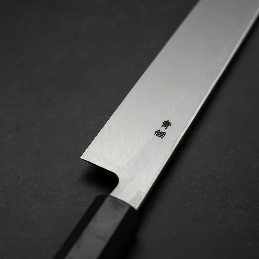 Yanagiba Blue Steel #2 Suminagashi Büffelhorn und Ebenholz Griff 300mm - Image 3