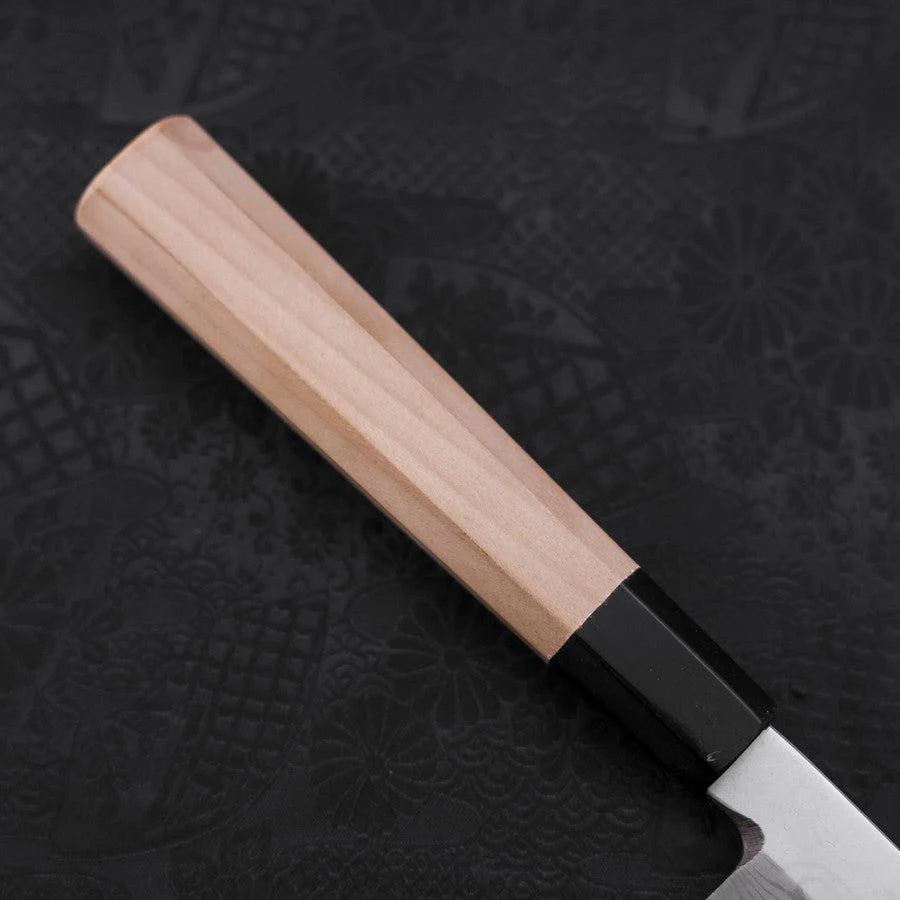 Yanagiba Blue Steel #2 Suminagashi Büffelhorn und Magnolienholz Griff 260mm - Image 6