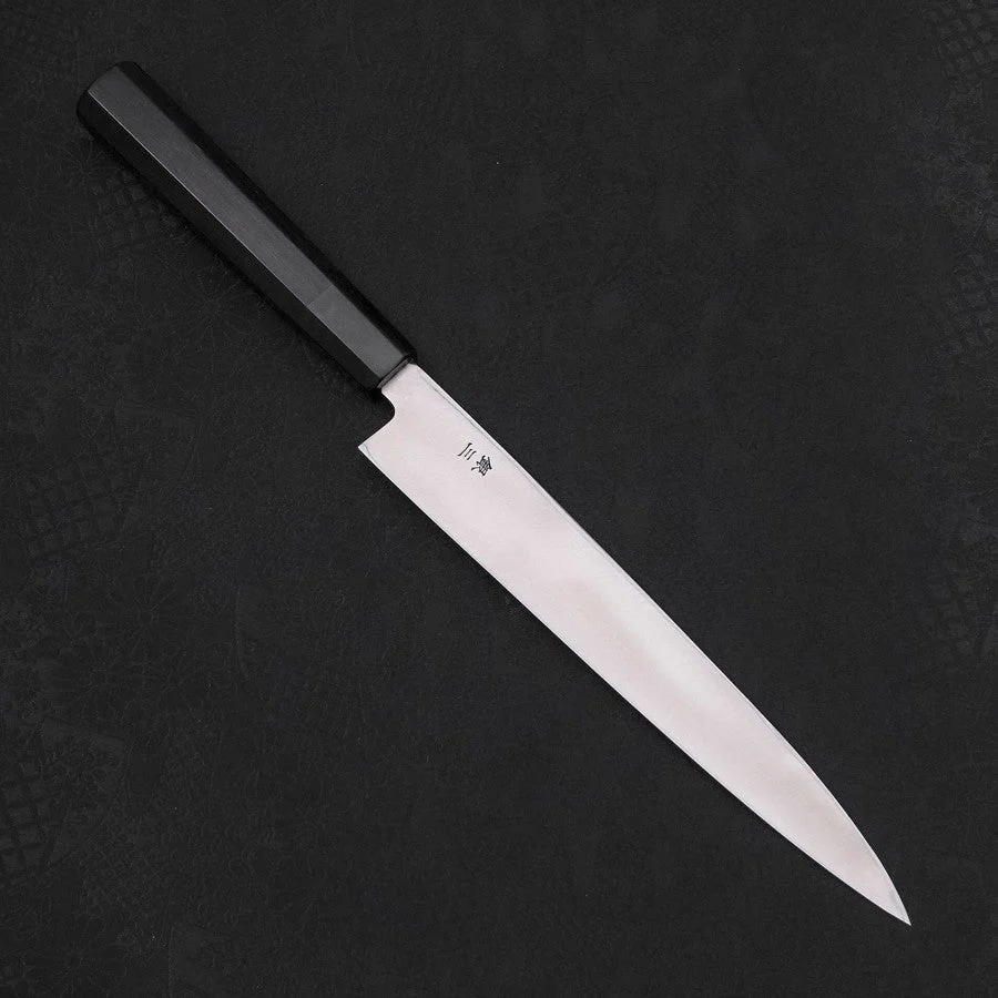 Yanagiba (Linkshand) Silver Steel #3 Kasumi Büffelhorn und Ebenholz Griff 210mm