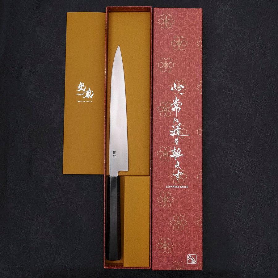 Yanagiba (Linkshand) Silver Steel #3 Kasumi Büffelhorn und Ebenholz Griff 210mm - Image 8