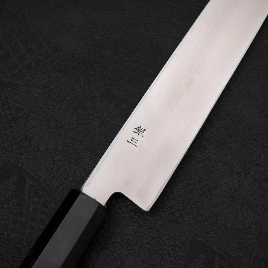 Yanagiba (Linkshand) Silver Steel #3 Kasumi Büffelhorn und Ebenholz Griff 240mm - Image 3