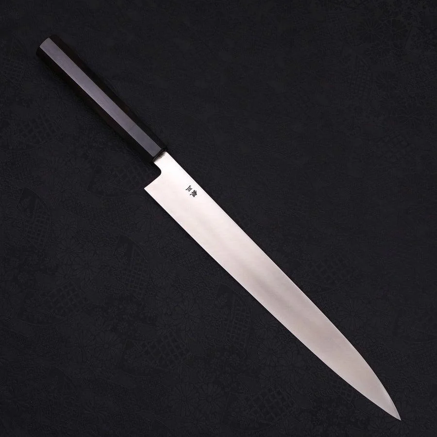 Yanagiba (Linkshand) Silver Steel #3 Kasumi Büffelhorn und Ebenholz Griff 300mm