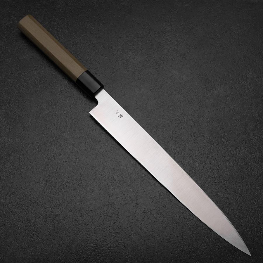Yanagiba Linkshand Silver Steel #3 Kasumi Büffelhorn und Magnolienholz Griff 260mm
