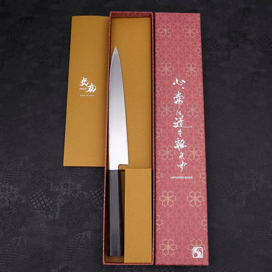 Yanagiba (Linkshand) AUS-10 Kasumi Büffelhorn und Magnolienholz Griff 210mm - Image 8