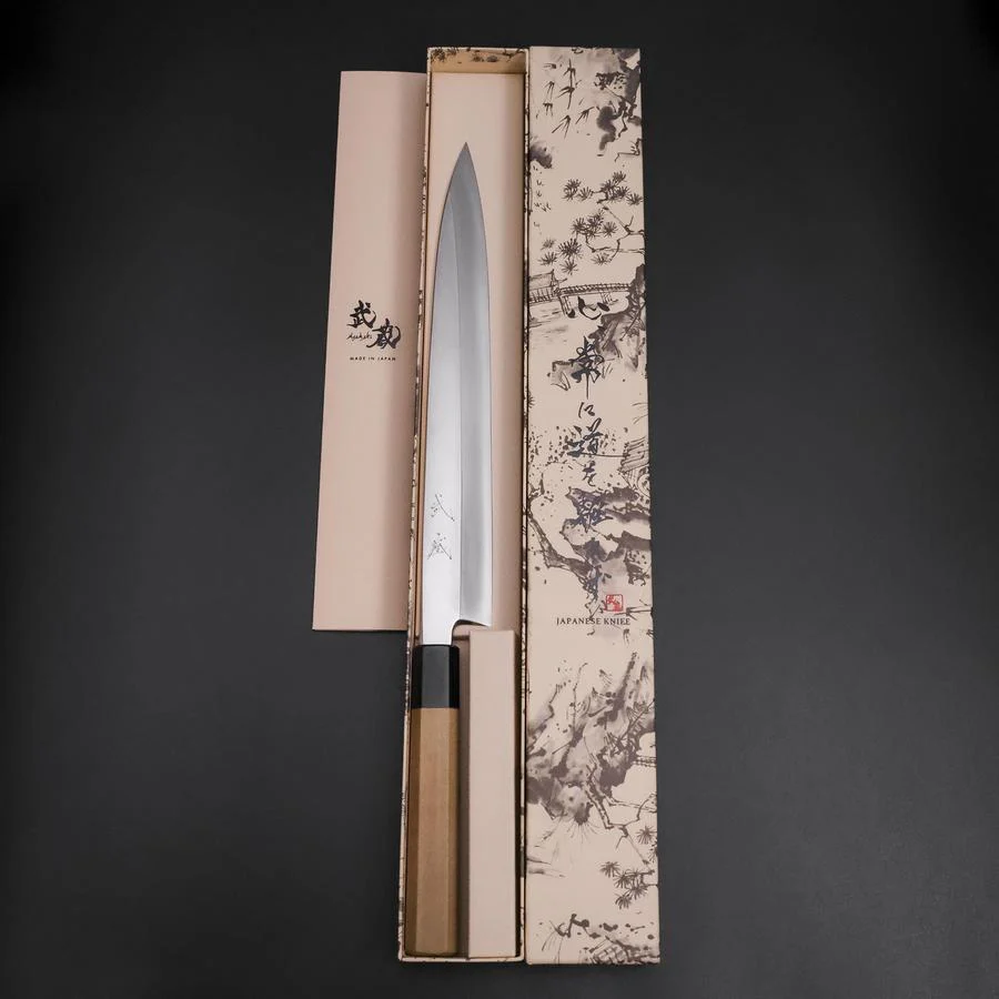 Yanagiba Silver Steel #3 Kasumi Büffelhorn und Magnolienholz Griff 270mm - Image 8