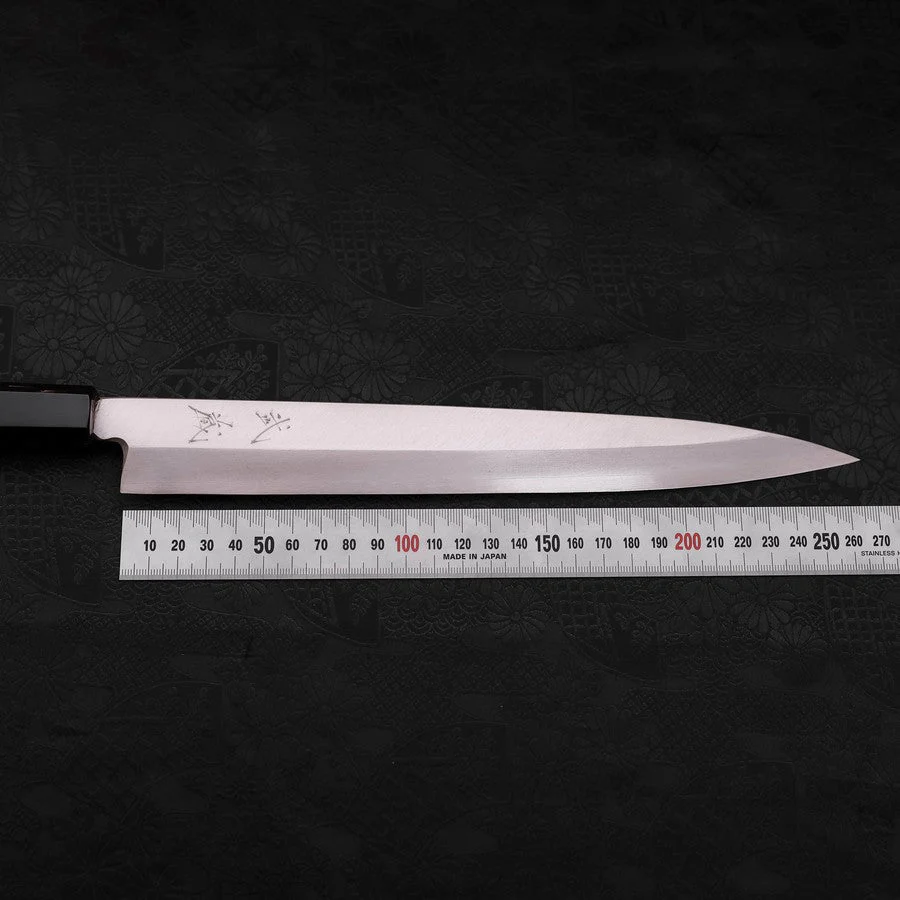 Yanagiba Silver Steel #3 Kasumi Büffelhorn und Teakholz Griff 270mm - Image 7