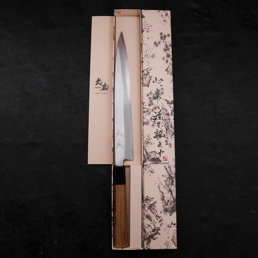 Yanagiba Silver Steel #3 Kasumi Büffelhorn und Teakholz Griff 270mm - Image 8