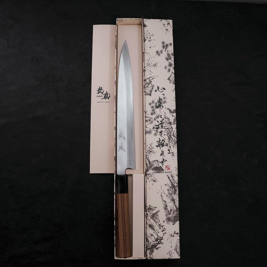 Yanagiba Silver Steel #3 Kasumi Büffelhorn und Teakholz Griff 270mm - Image 8