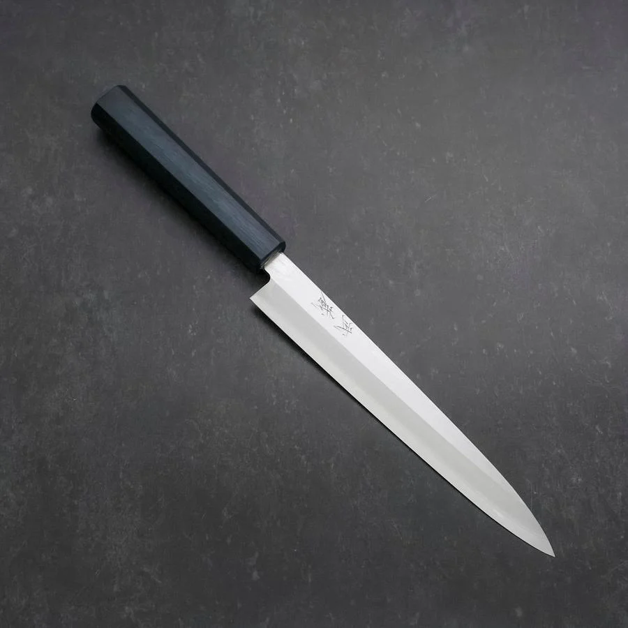 Yanagiba Silver Steel #3 Kasumi Dunkelblauer Urushi Griff 200mm