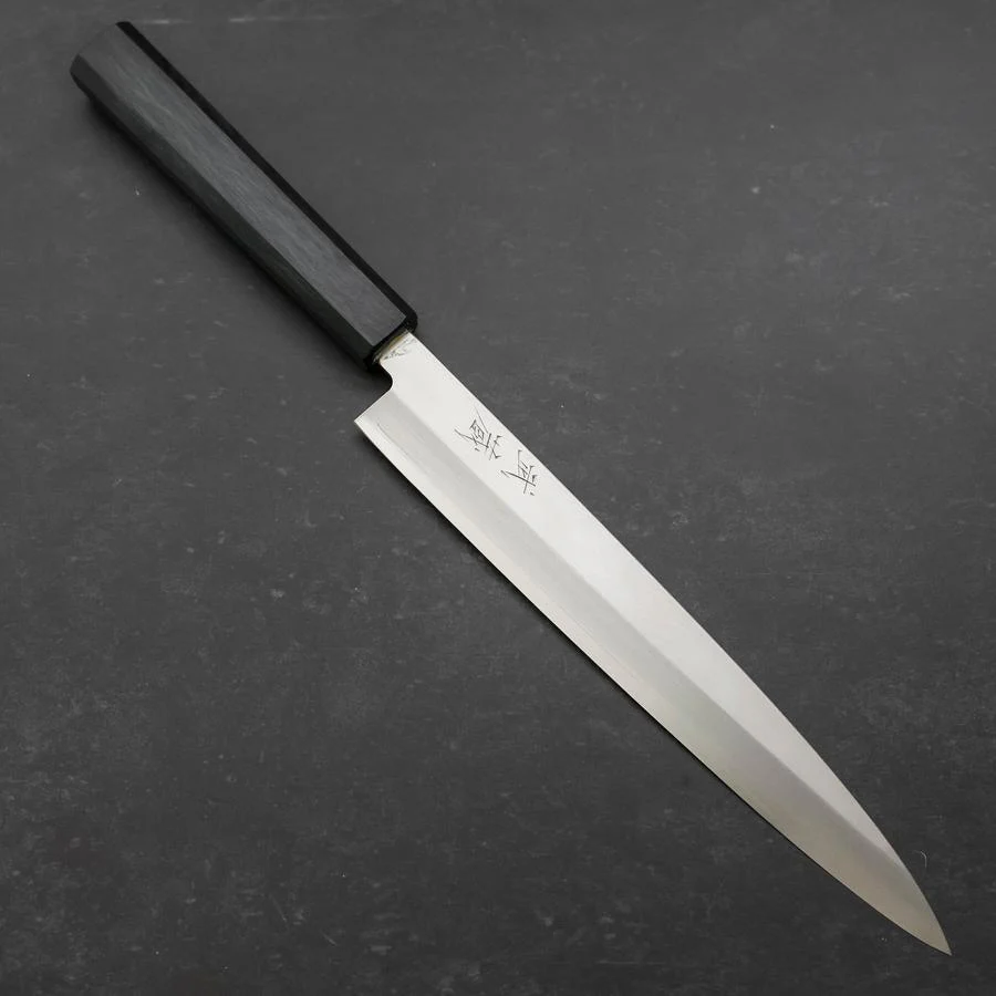 Yanagiba Silver Steel #3 Kasumi Urushi Griff In Dunkelblau 240mm