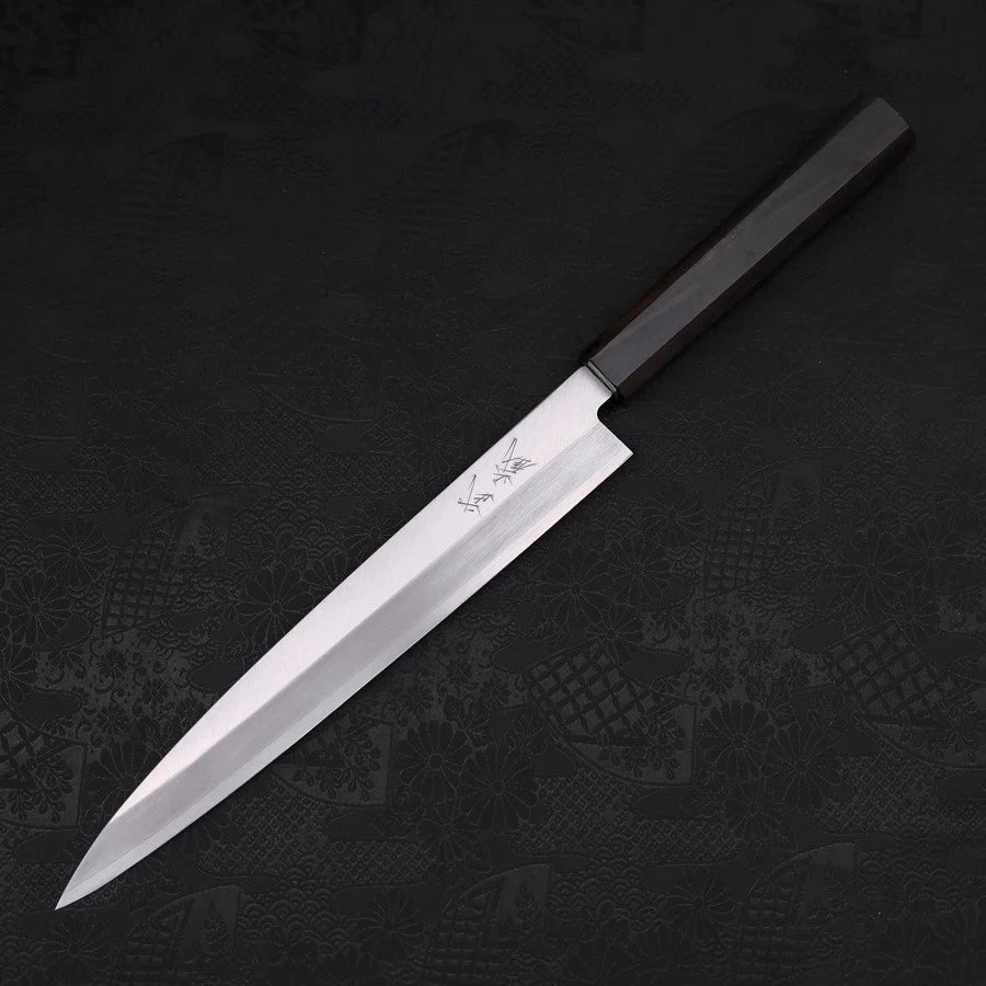 Yanagiba (Linkshand) White Steel #2 Kasumi Büffelhorn und Magnolienholz Griff 240mm