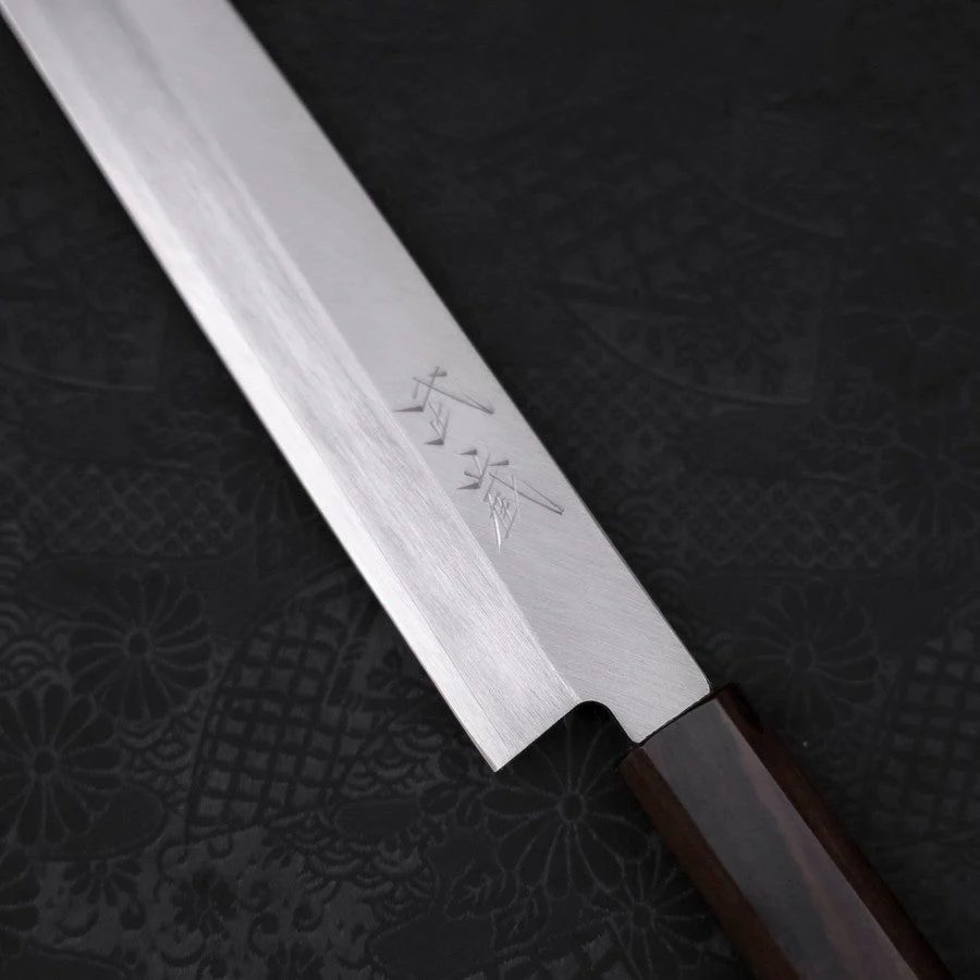 Yanagiba (Linkshand) White Steel #2 Kasumi Büffelhorn und Magnolienholz Griff 240mm - Image 3