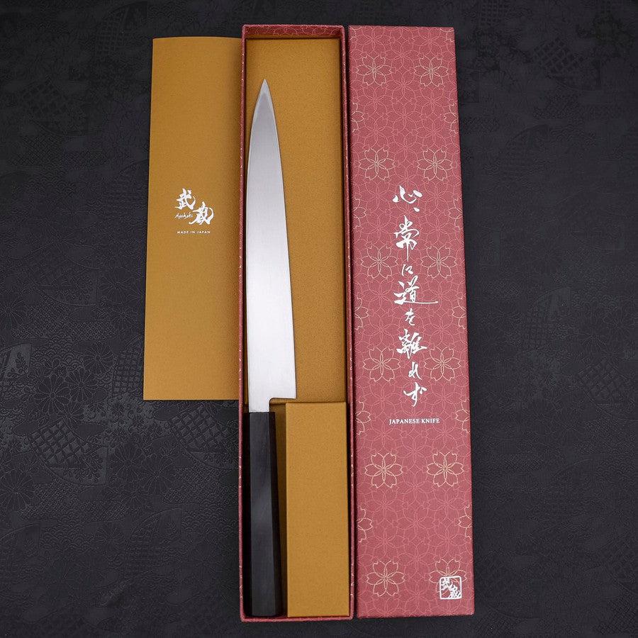 Yanagiba (Linkshand) White Steel #2 Kasumi Büffelhorn und Magnolienholz Griff 240mm - Image 8