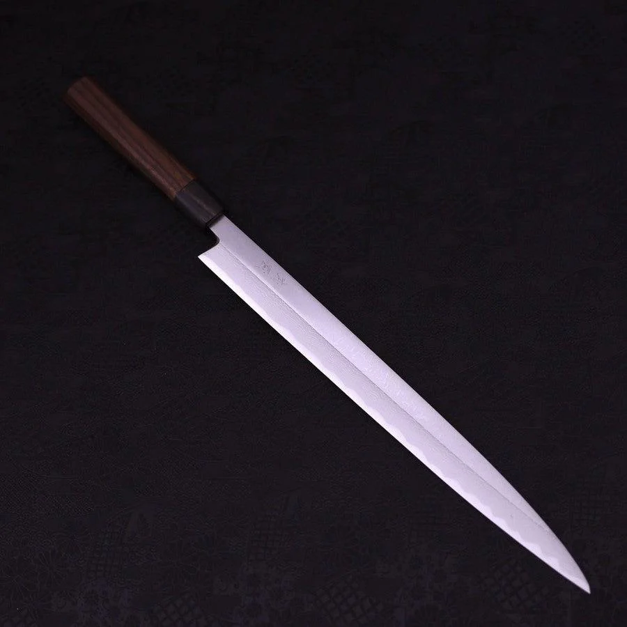 Yanagiba White Steel #1 Damast Rosenholz Griff 330mm