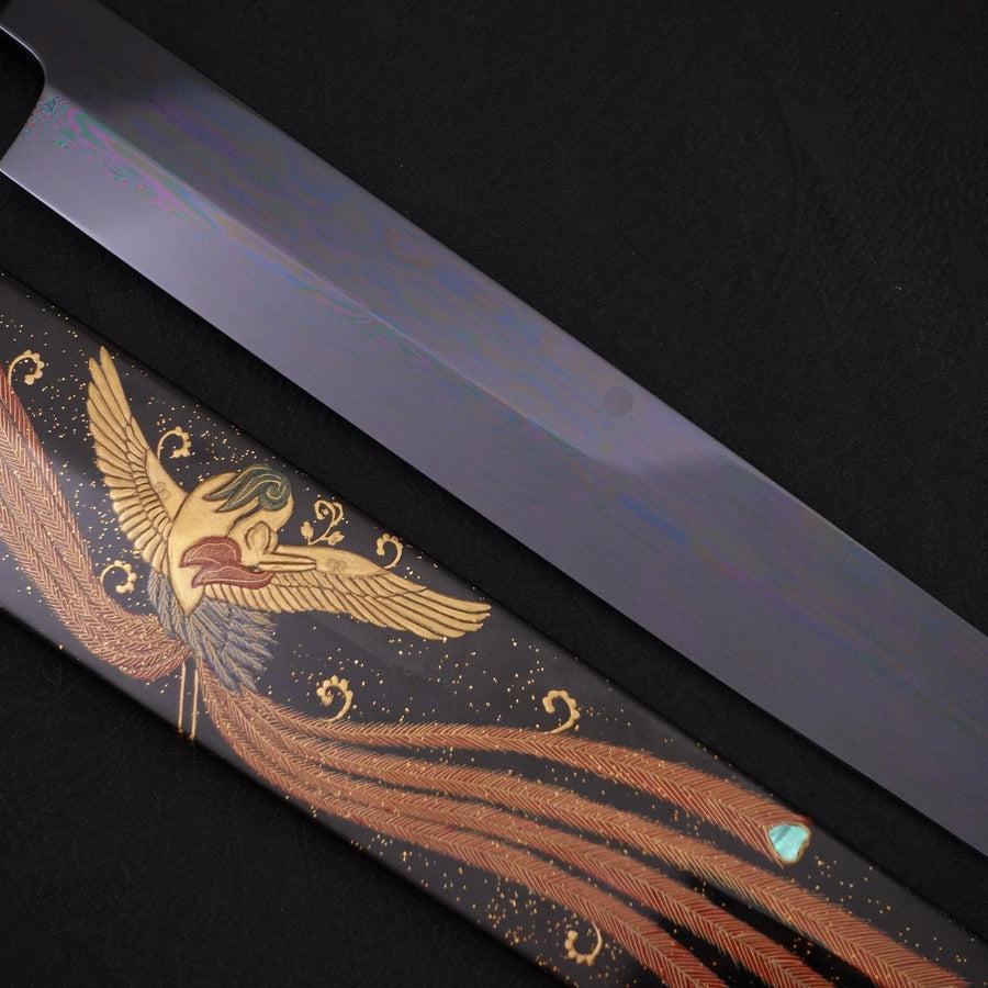 Yanagiba White Steel #2 Schwarzes Kagami Finish Mond-Fuji Sui-Honyaki Urushi Griff mit Urushi Scheide 330mm - Image 3
