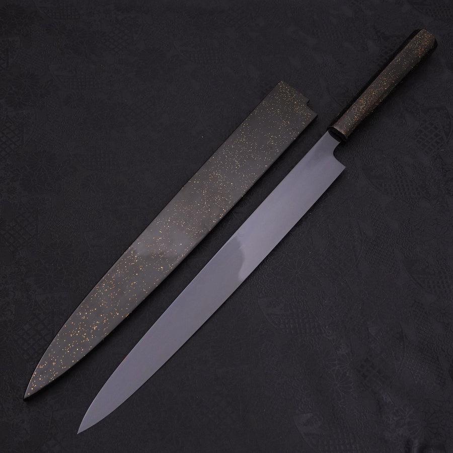 Yanagiba White Steel #2 Schwarzes Kagami Finish Mond-Fuji Sui-Honyaki Urushi Griff mit Urushi Scheide 330mm - Image 4