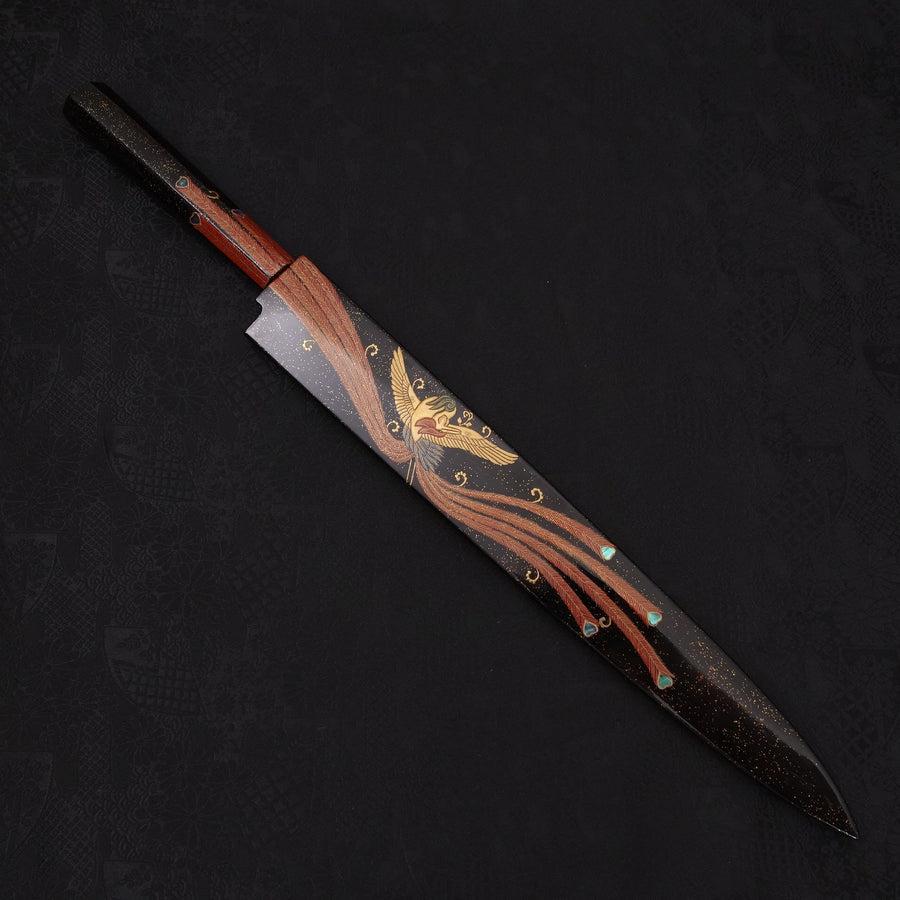 Yanagiba White Steel #2 Schwarzes Kagami Finish Mond-Fuji Sui-Honyaki Urushi Griff mit Urushi Scheide 330mm - Image 8