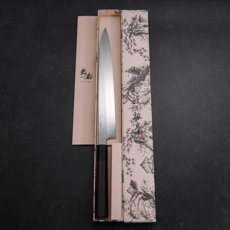 Yanagiba White Steel #2 Honyaki Büffelhorn und Ebenholz Griff 270mm - Image 8
