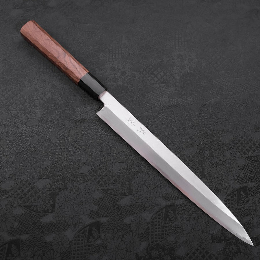 Yanagiba White Steel #2 Kasumi Büffelhorn und Walnussholz Griff 270mm