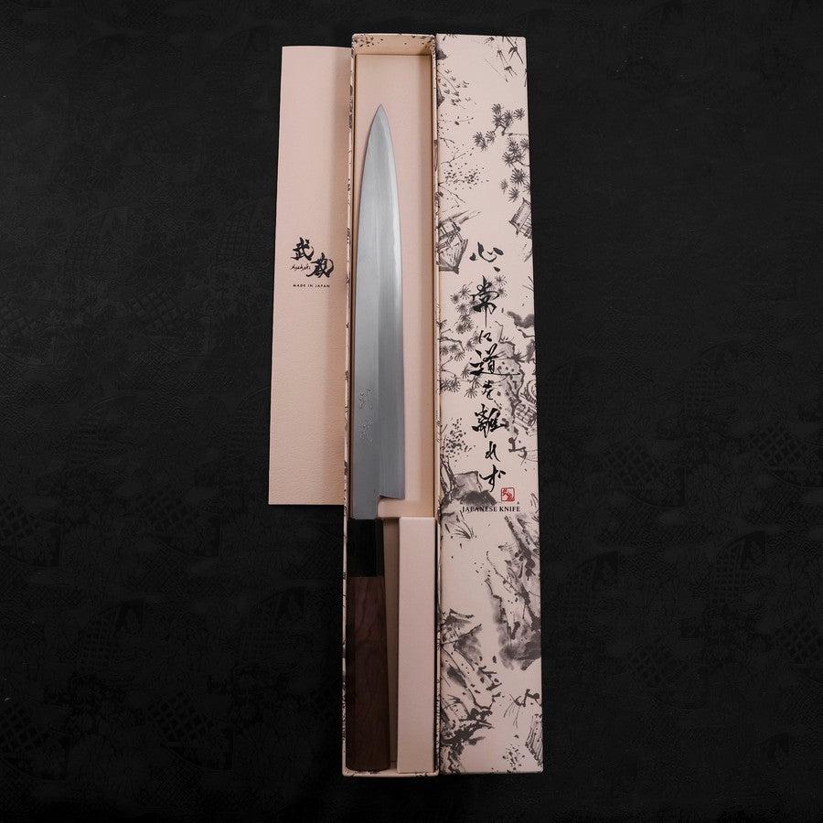 Yanagiba White Steel #2 Kasumi Büffelhorn und Walnussholz Griff 270mm - Image 8