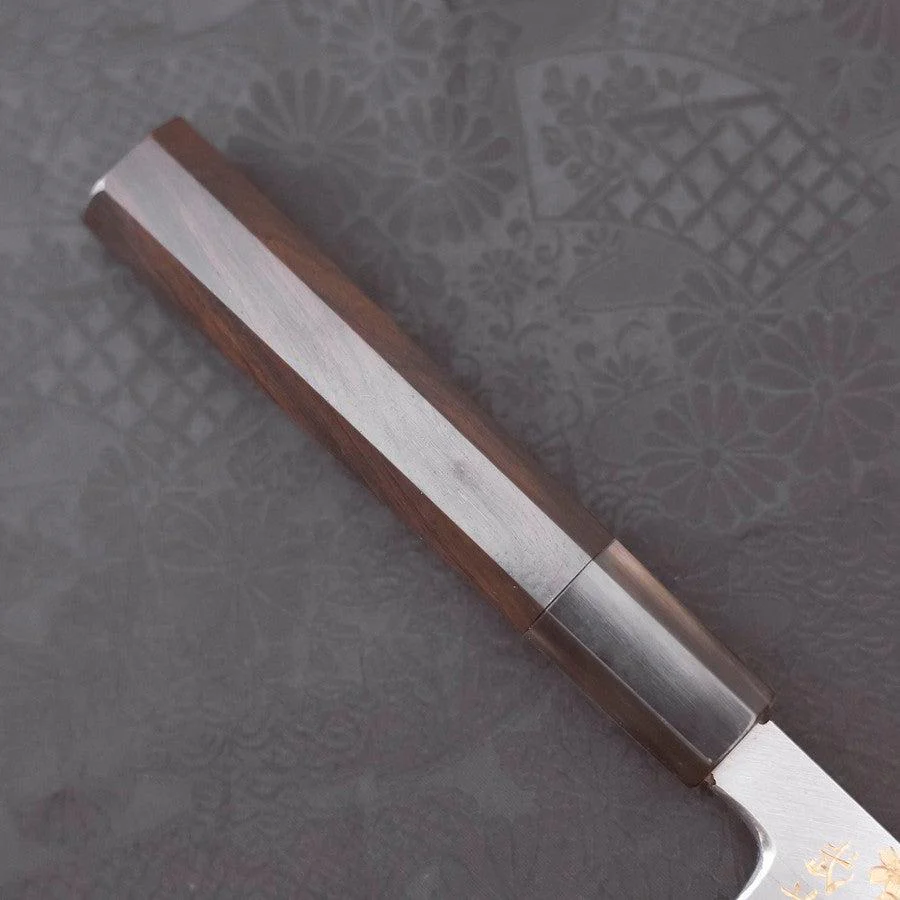 Yanagiba White Steel #2 Kasumi Chokin "Sakura-Fuji" Büffelhorn und Ebenholz Griff 210mm - Image 6