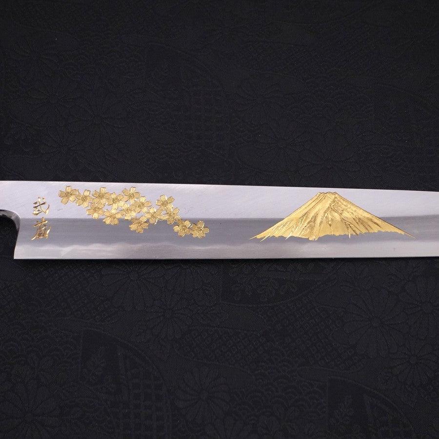 Yanagiba White Steel #2 Kasumi Chokin "Sakura-Fuji" Büffelhorn und Ebenholz Griff 270mm - Image 3