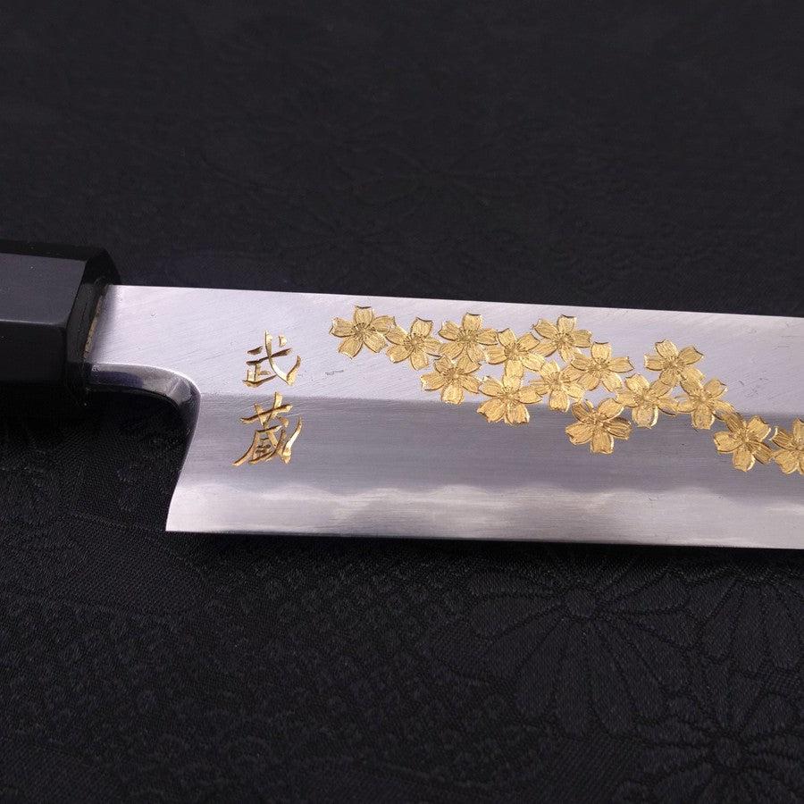 Yanagiba White Steel #2 Kasumi Chokin "Sakura-Fuji" Büffelhorn und Ebenholz Griff 270mm - Image 4