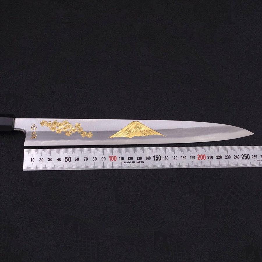 Yanagiba White Steel #2 Kasumi Chokin "Sakura-Fuji" Büffelhorn und Ebenholz Griff 270mm - Image 8