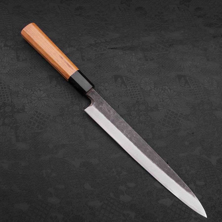 Yanagiba White Steel #2 Kurouchi Büffelhorn und Teakholz Griff 225mm