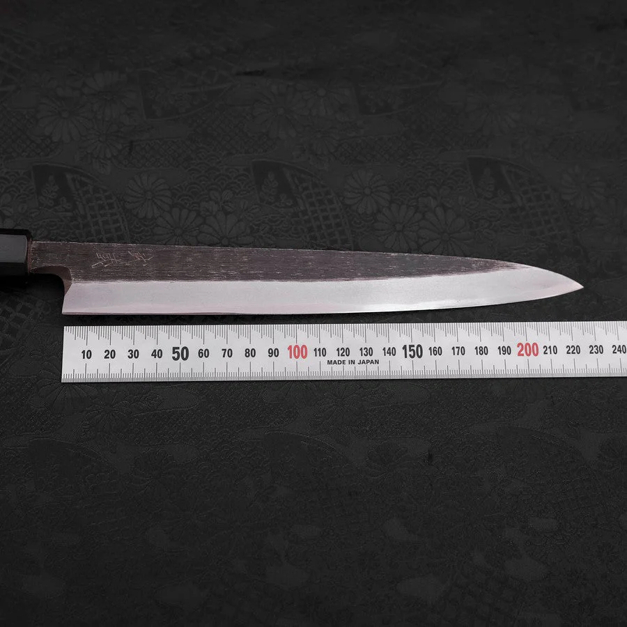 Yanagiba White Steel #2 Kurouchi Büffelhorn und Teakholz Griff 225mm - Image 7